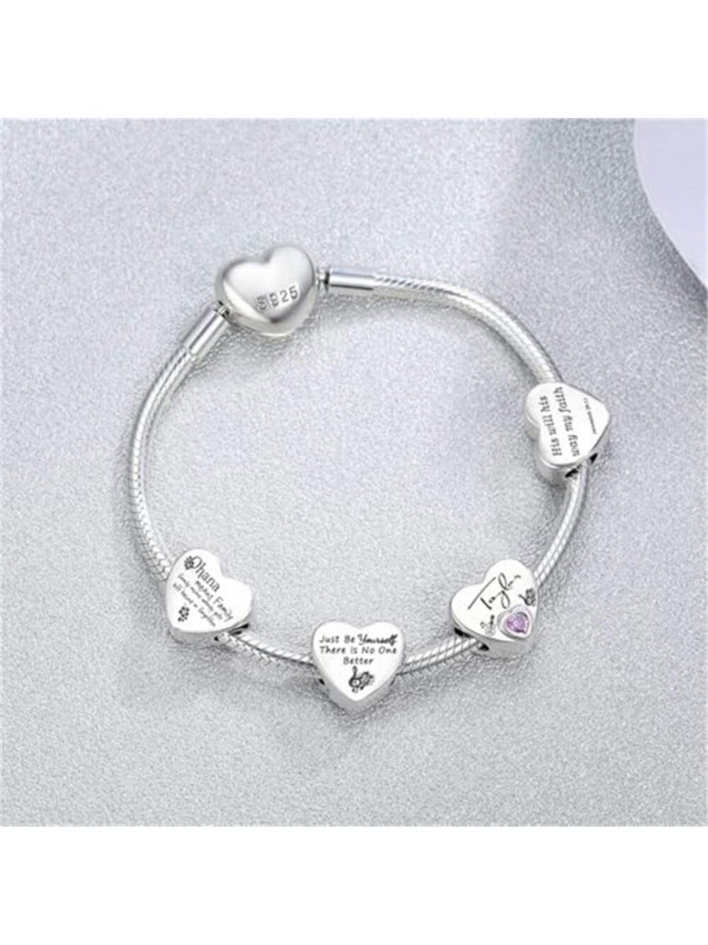 Love Heart Charm Ohana Family Charm Bracelet Pendant Gift Jewelry Women - Picture 6 of 7